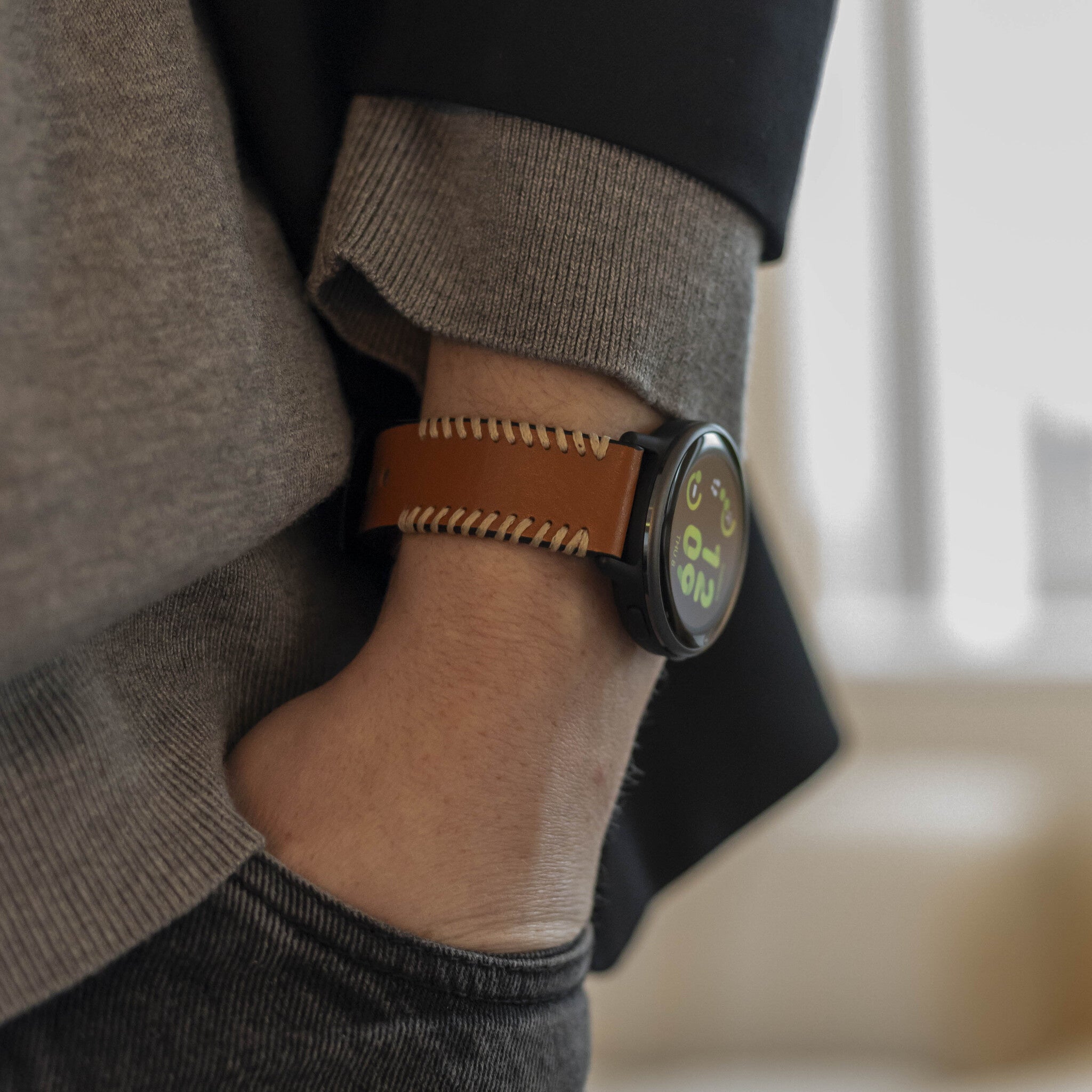 Suunto Run Stitched Leather Strap (Brown)