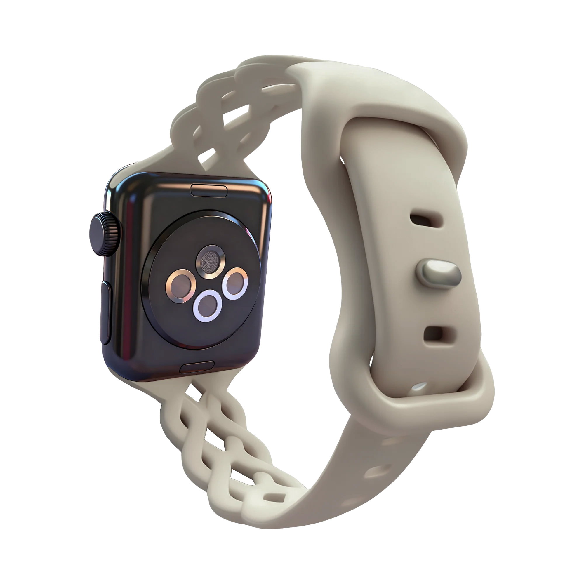 Bandz Correa silicona trenzada Apple Watch (beige claro)