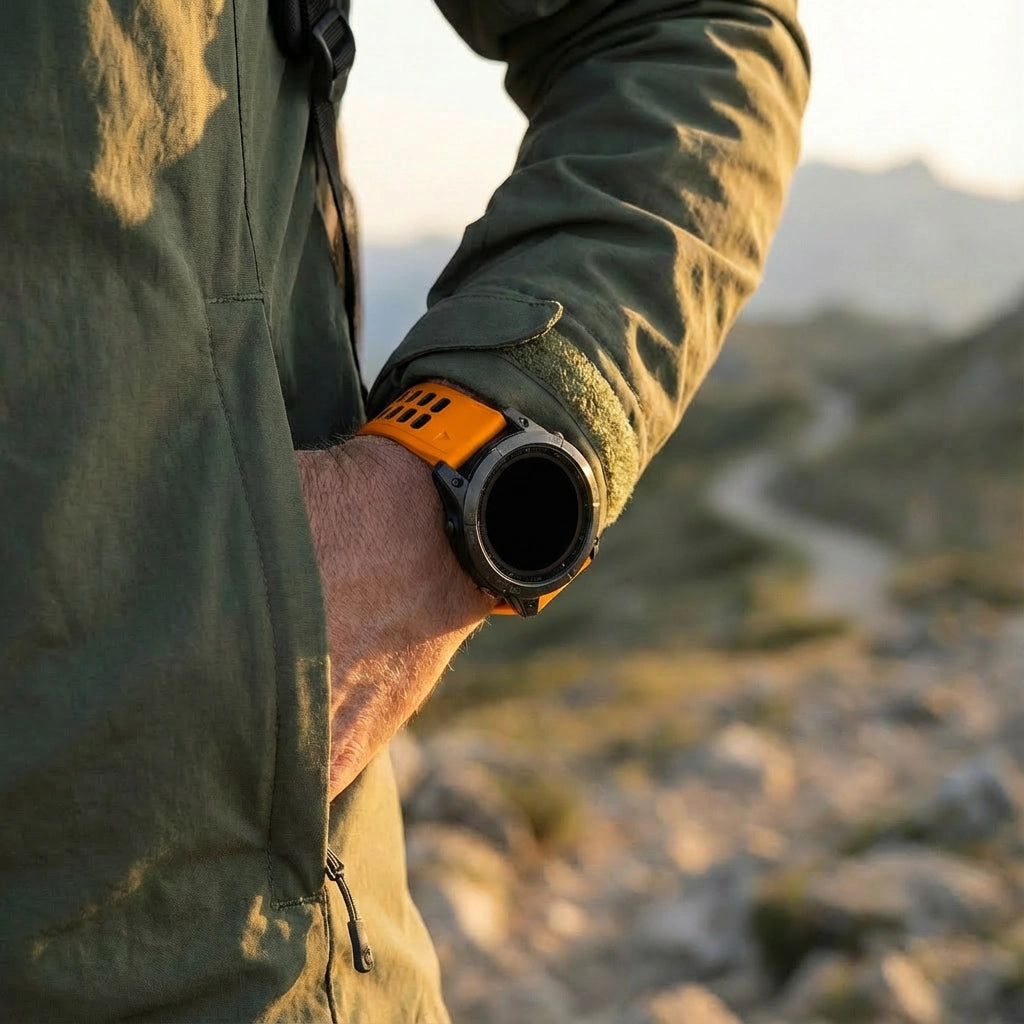 Bandz Garmin Fenix E Buckled Sport Strap (Orange/Black)