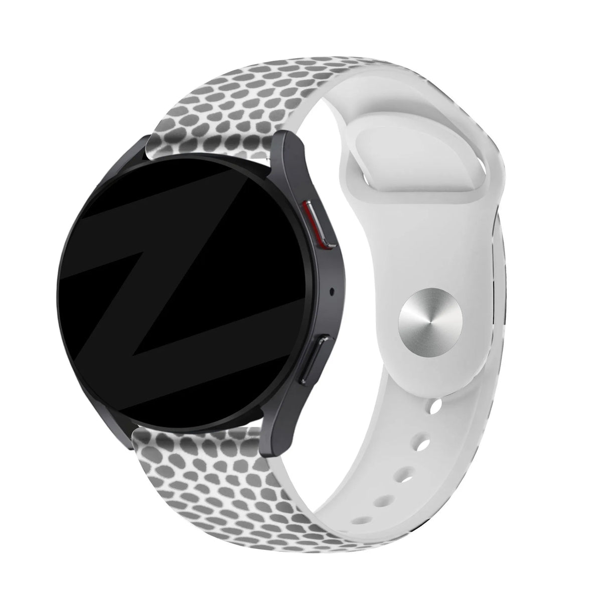 Silicone Patterned Strap, on a watch, 3/4 front view