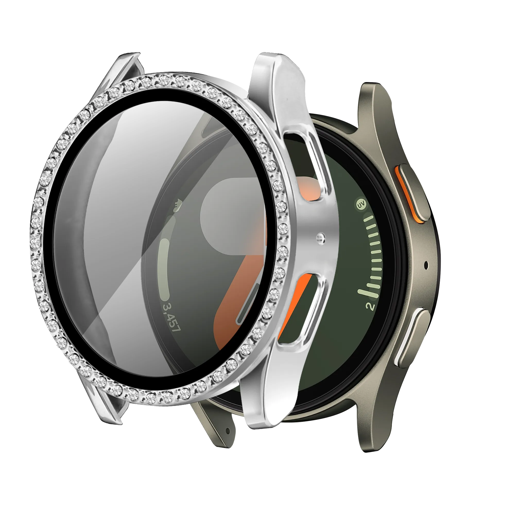 Samsung Galaxy Watch 7 - 40mm Diamond hoesje met glas (zilver)