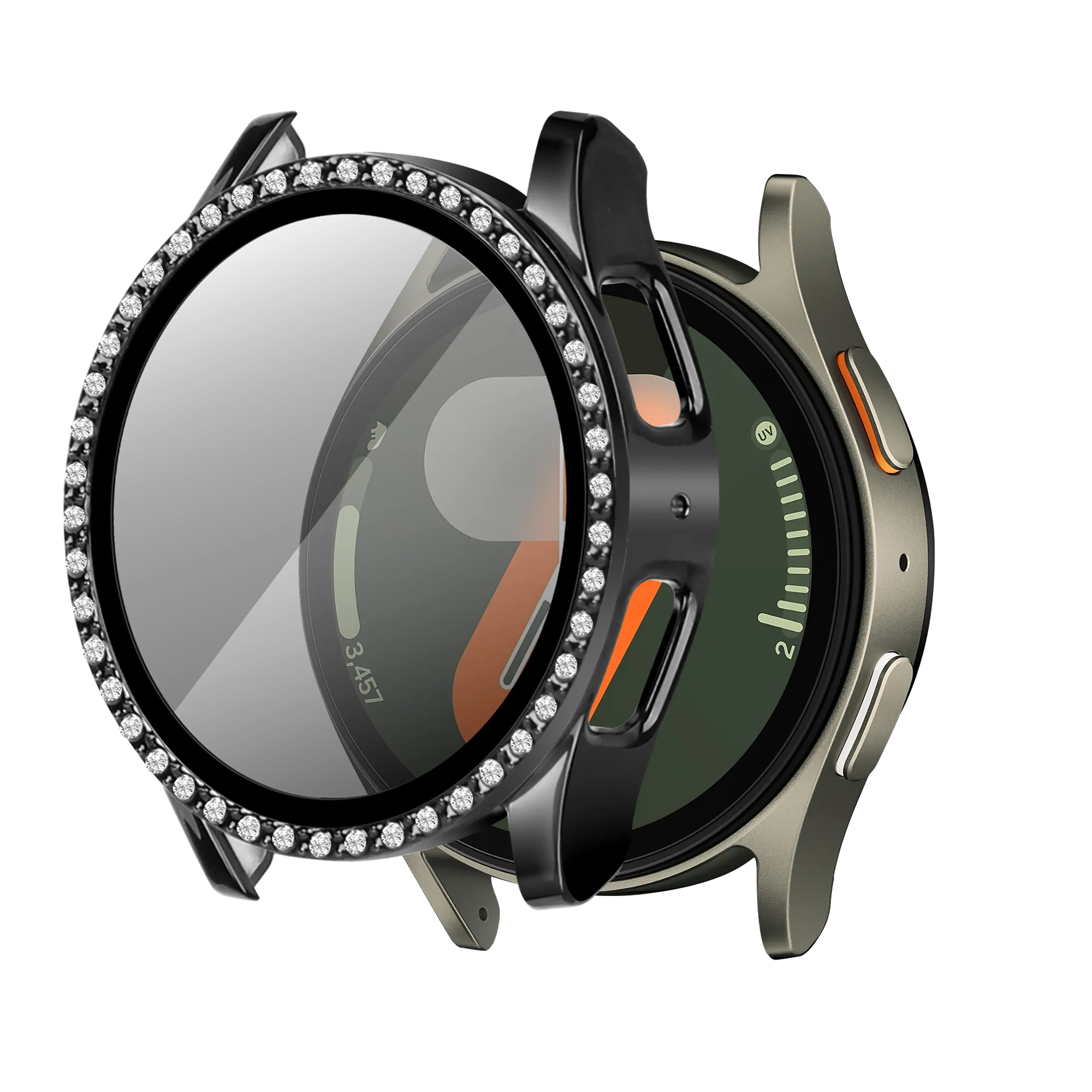 Samsung Galaxy Watch 7 - 40mm Diamond hoesje met glas (zwart)