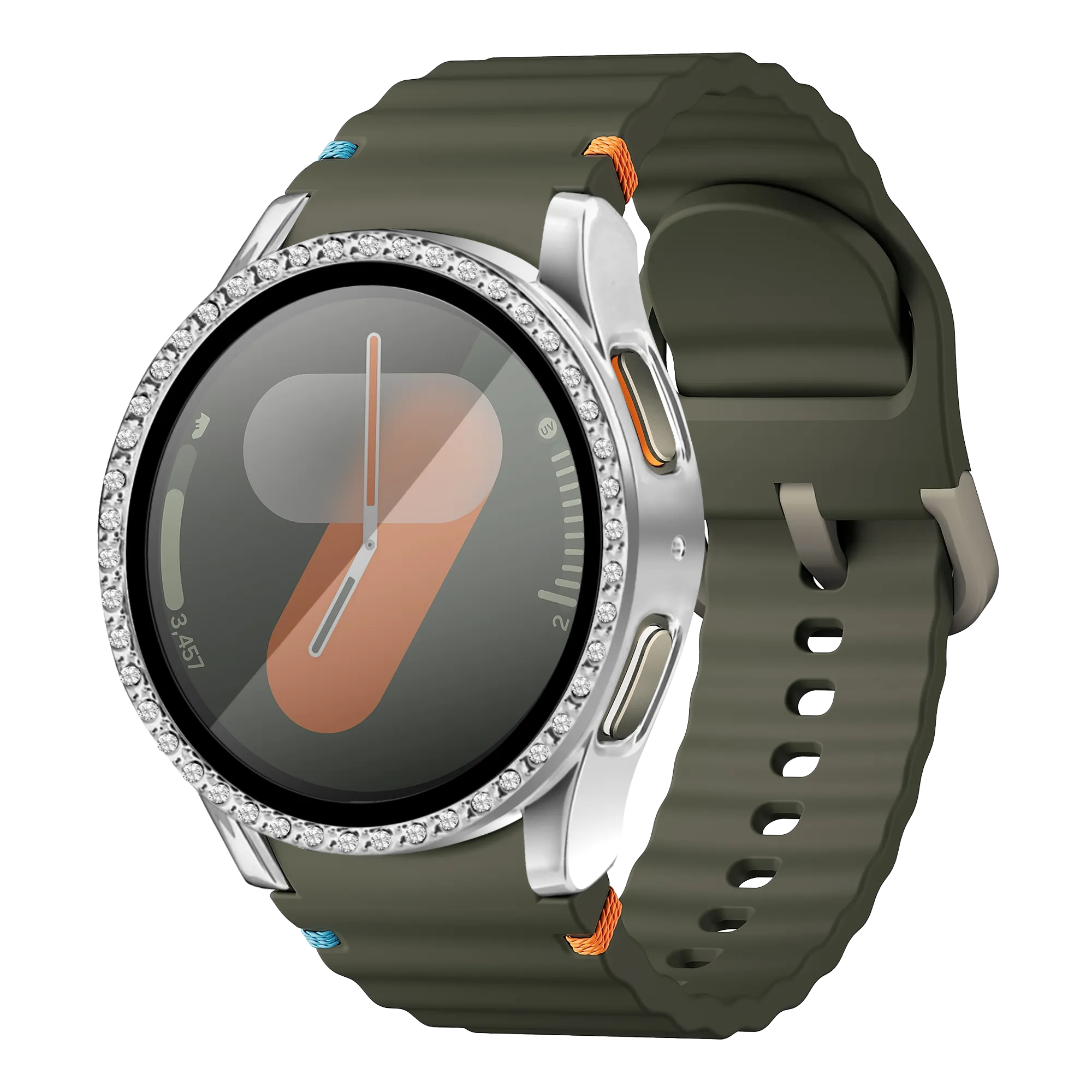 Samsung Galaxy Watch 7 - 40mm Diamond hoesje met glas (zilver)