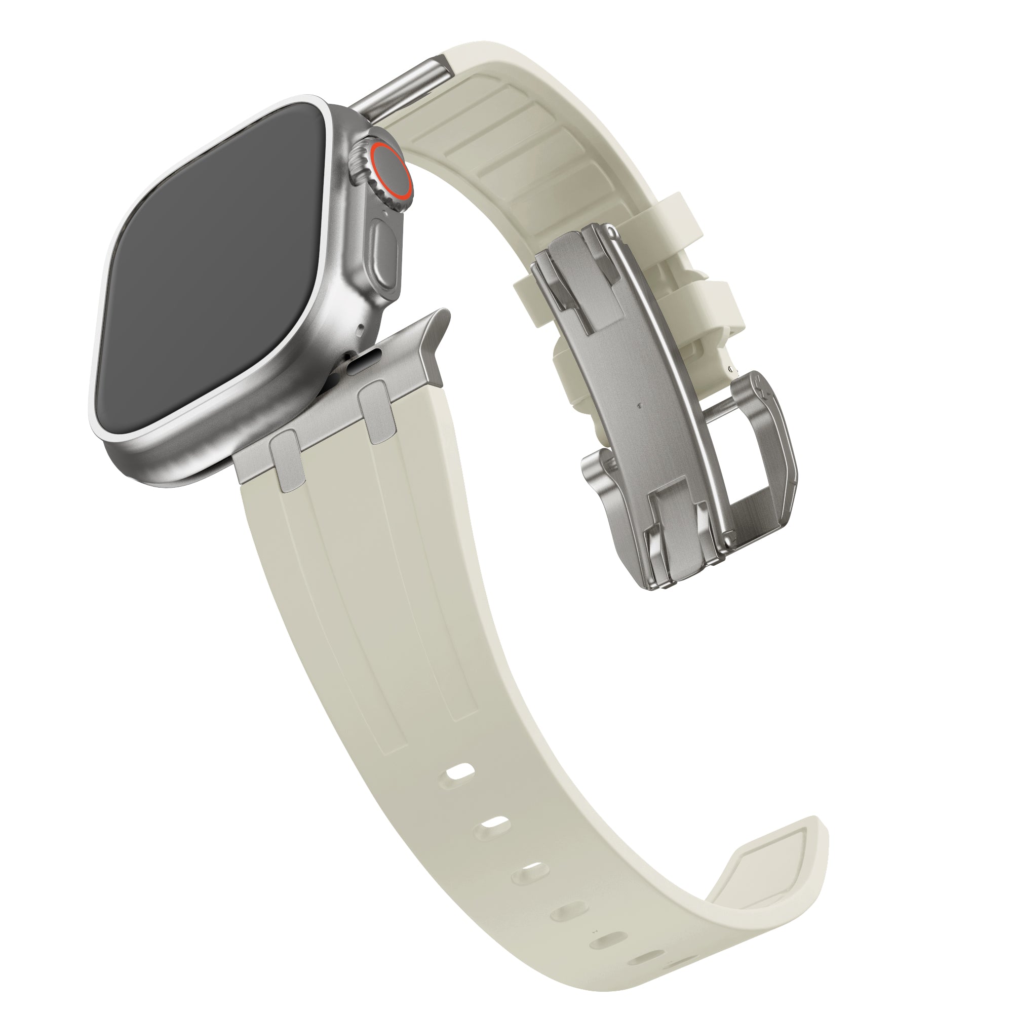 Bandz Bracelet silicone 'Luxe Liquid' Apple Watch Ultra (beige avec titane)