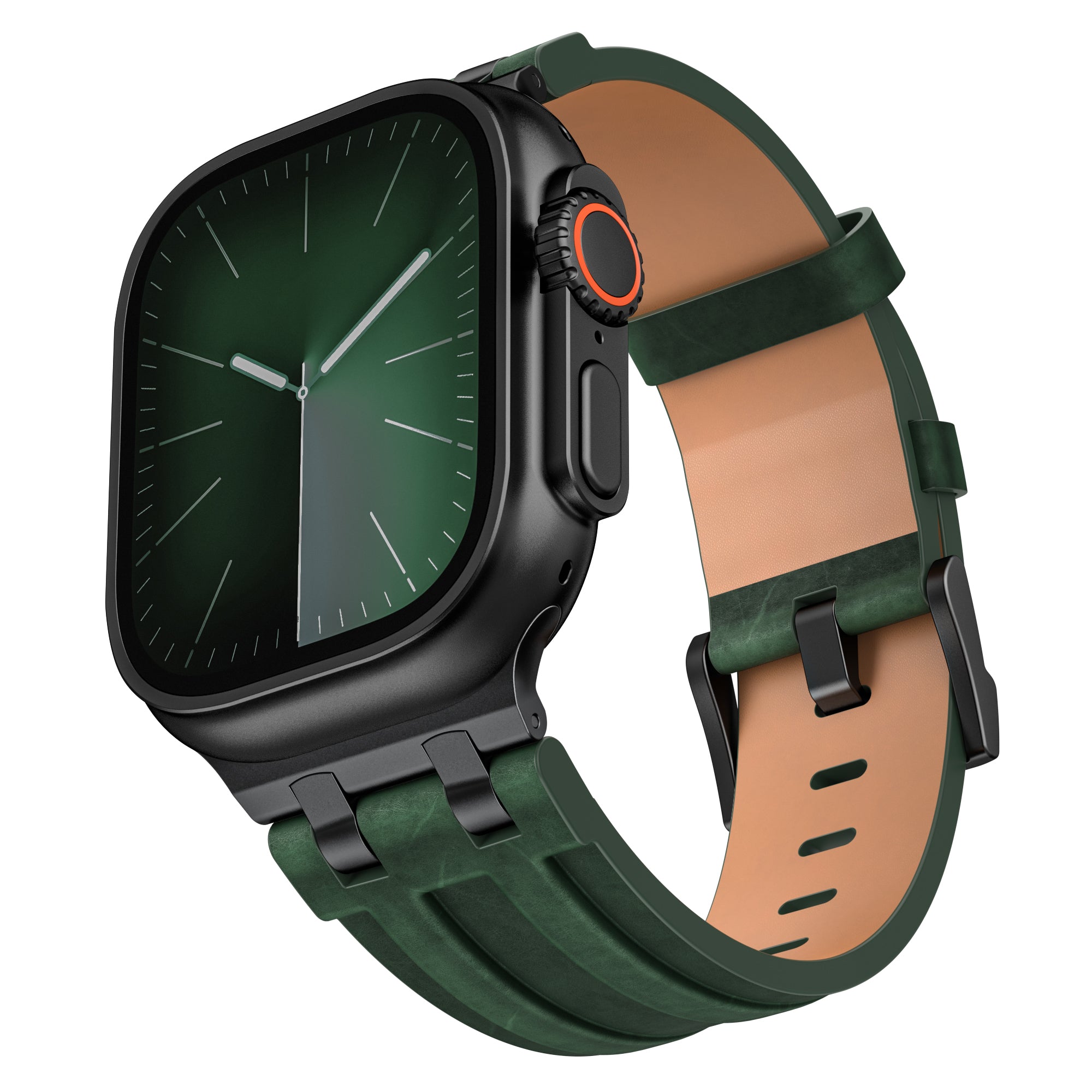 Apple Watch Ultra Solid Leather Strap (Dark Green)