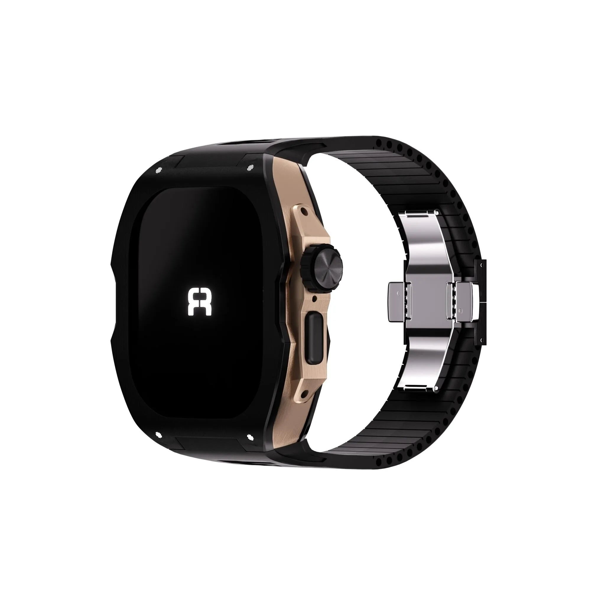 Reqior Funda con correa de goma Apple Watch Ultra (negro/rosa dorado)