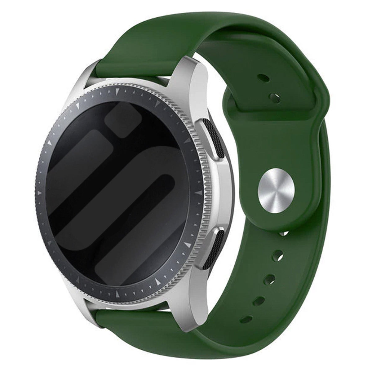 Silicone Sport Strap, on a watch, 3/4 front view