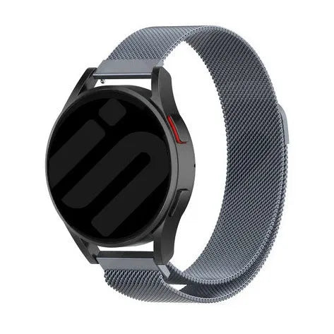 Milanese Strap, space grey, on a watch, 3/4 front view