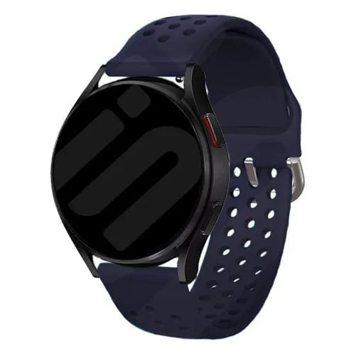 Breathable Silicone Strap, dark blue, on a watch, 3/4 front view