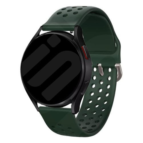 Breathable Silicone Strap, army green, on a watch, 3/4 front view