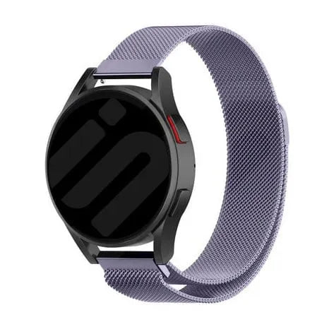 Milanese Strap, light purple, on a watch, 3/4 front view
