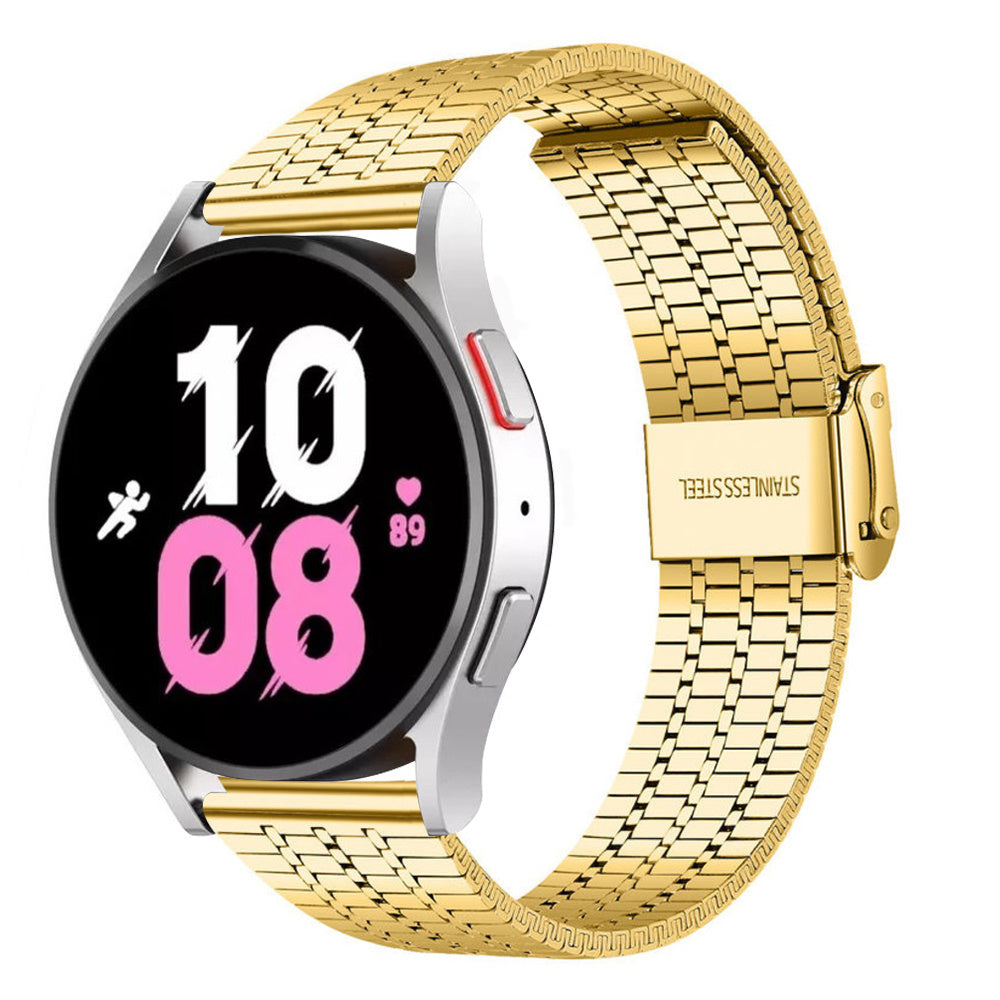 Fine Steel Strap, gold, on a watch, 3/4 front view