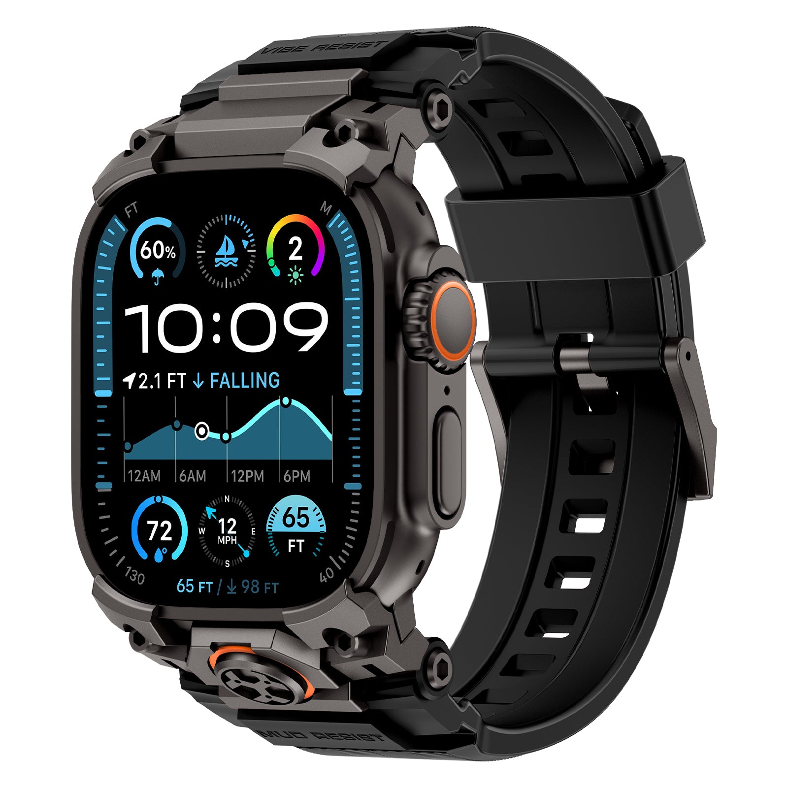 Apple Watch Ultra 'Four Claw' Silicone Strap (Black with Black)