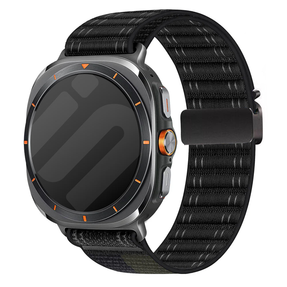 Samsung Galaxy Watch Ultra Wave Nylonarmband mit P-Schnalle (Schwarz)