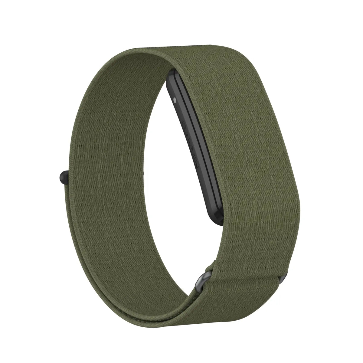 Biceps Nylon Bracelet, olive green, on a watch, 3/4 front view