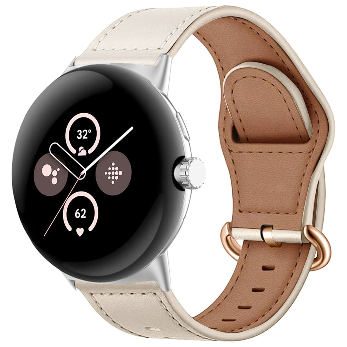 Bracelet cuir à boucle Google Pixel Watch 5 - 41mm (beige)