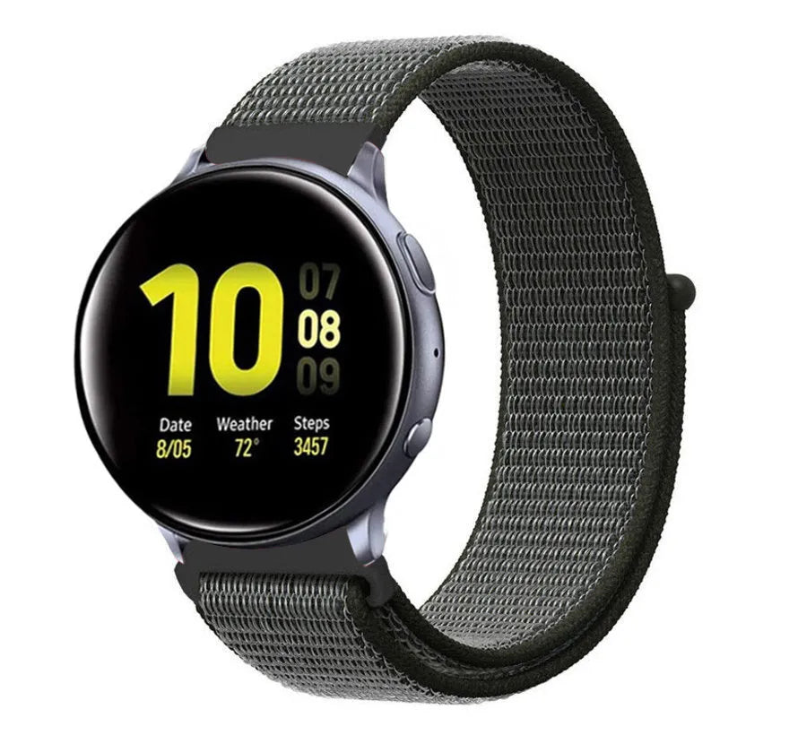 Nylon Strap, green, on a watch, 3/4 front view