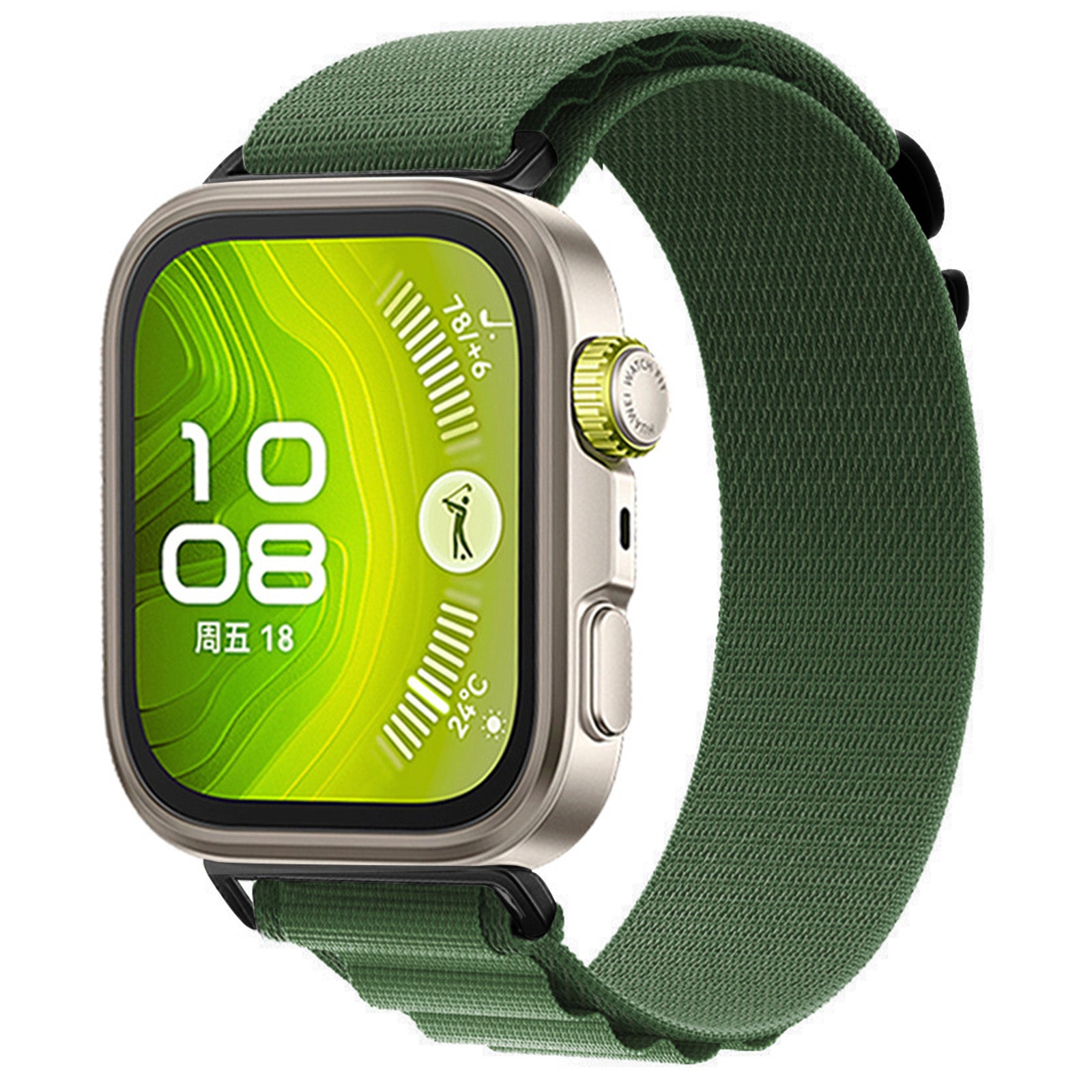Huawei Watch Fit 5 Pro Alpine nylon bandje (legergroen)