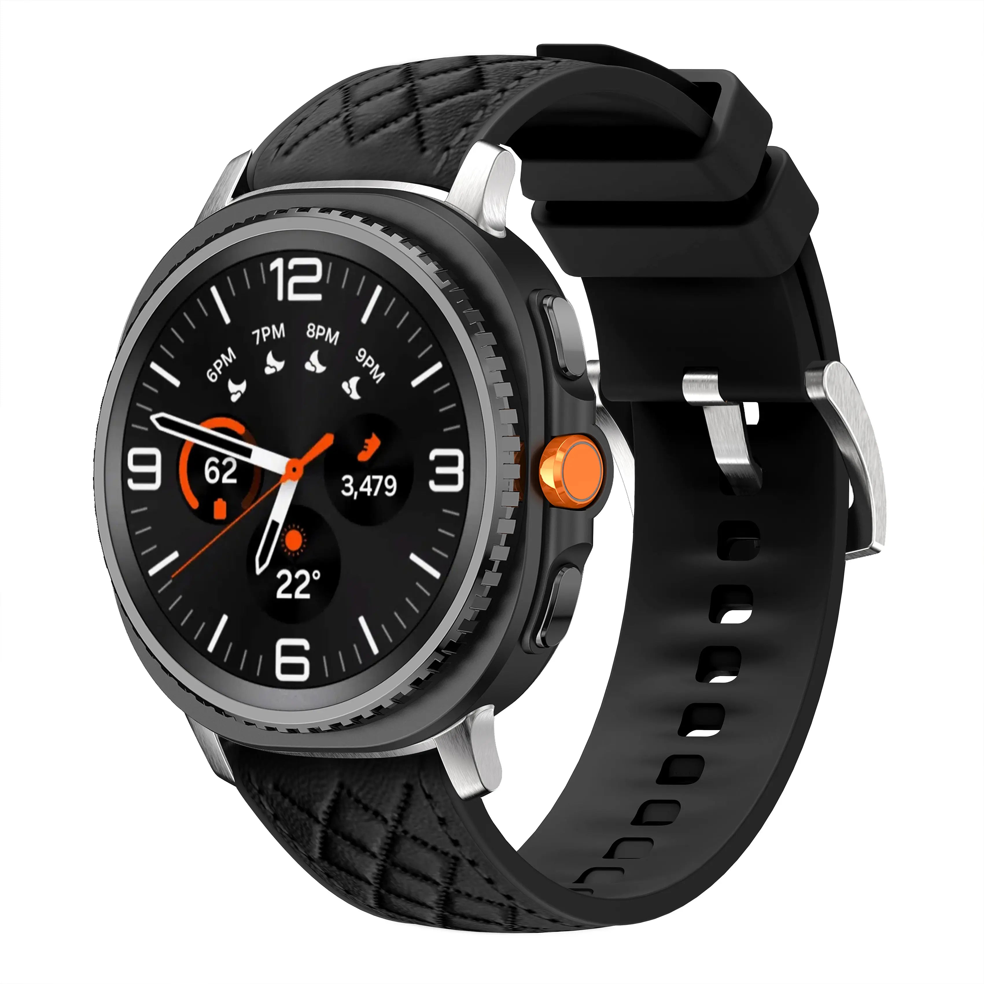 Samsung Galaxy Watch 9 - 44mm diamond hybrid leren band (zwart)