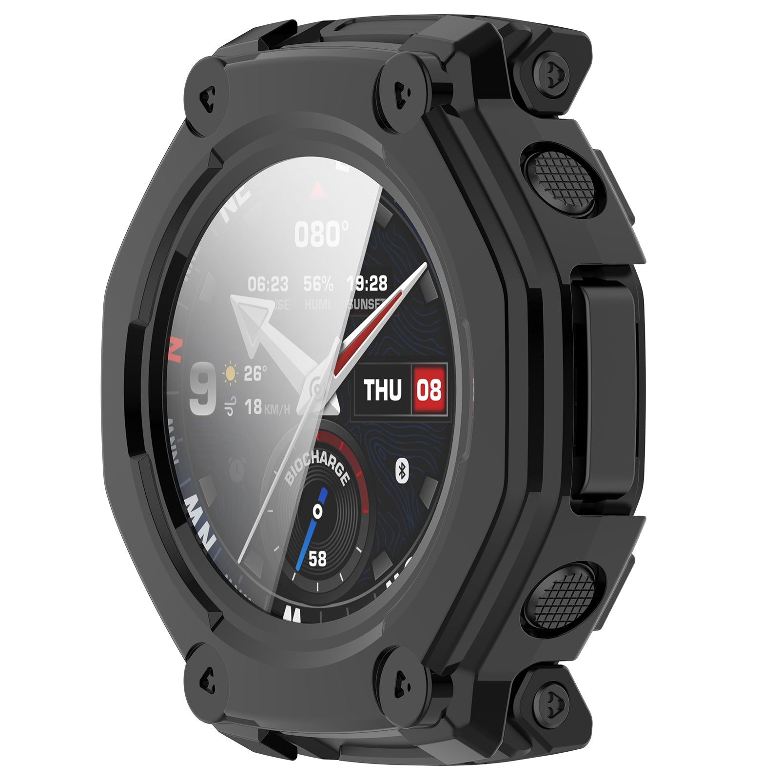Amazfit T-Rex 3 Pro - 44mm PC Hardcase mit Glas (Schwarz)