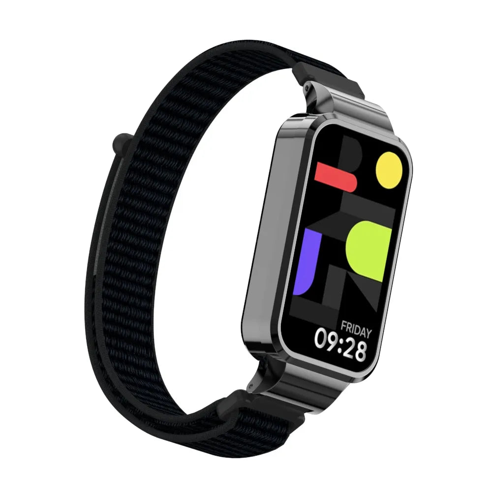 Nylon Strap, black, on a watch, 3/4 front view