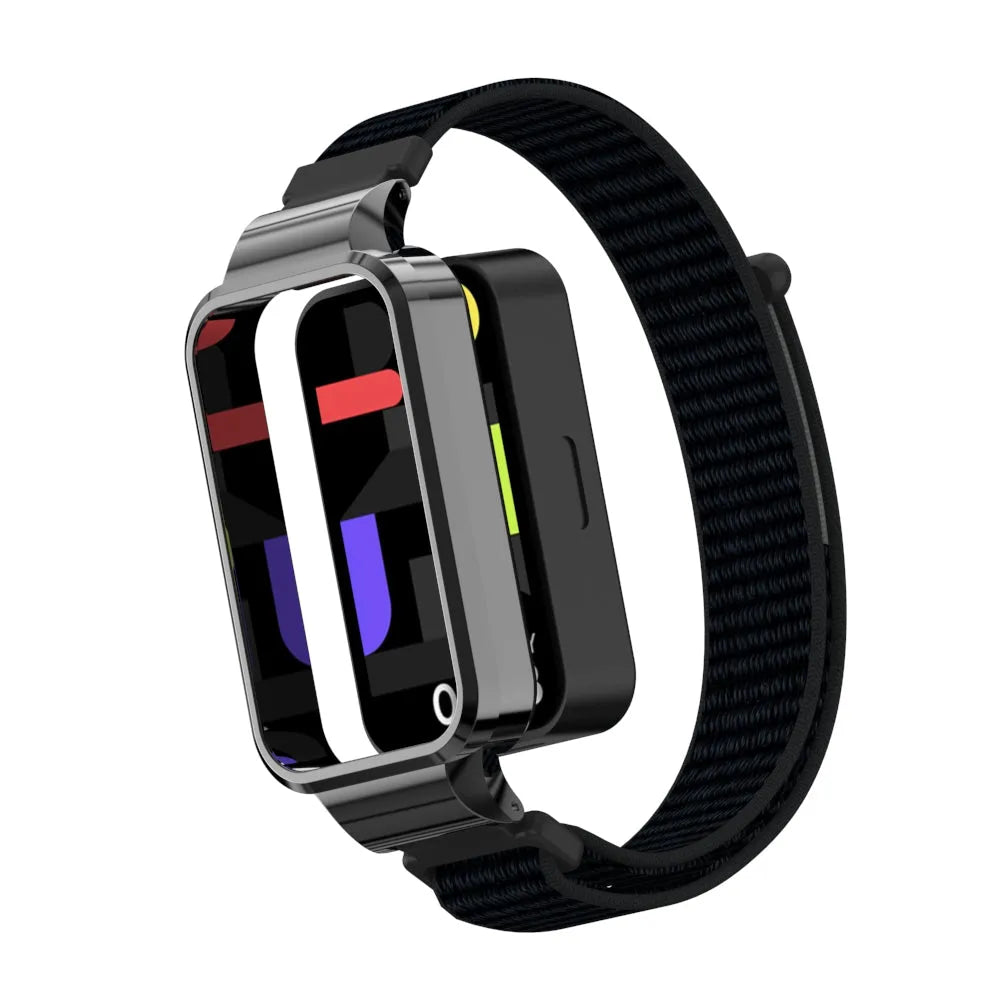 Nylon Strap, black, on a watch, 3/4 front view