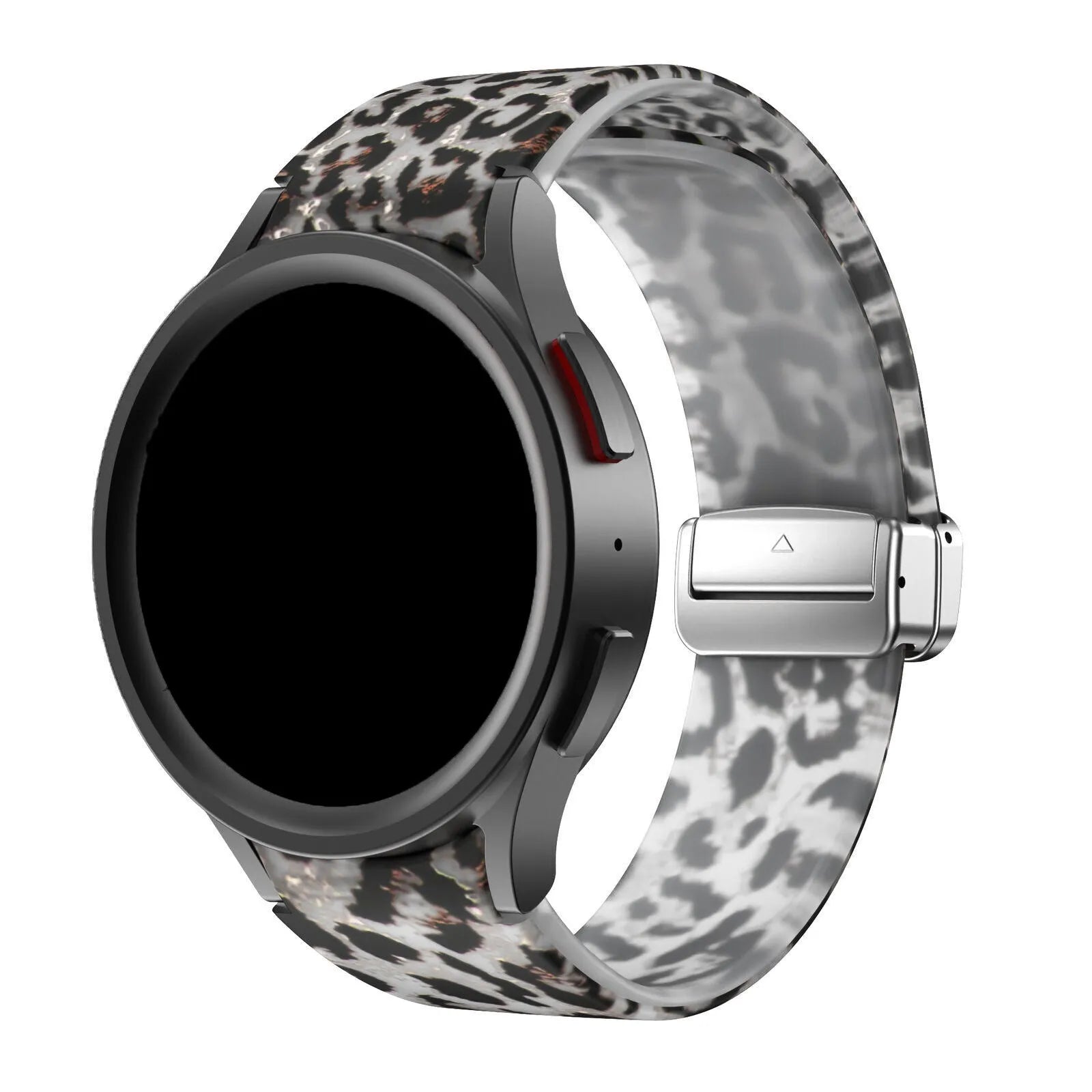 Silicone Magnetic Patterned Strap, on a watch, 3/4 front view
