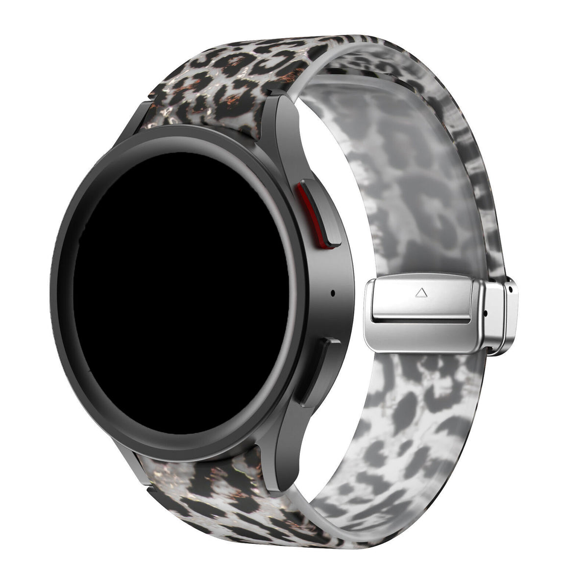 Silicone Magnetic Patterned Strap, on a watch, 3/4 front view