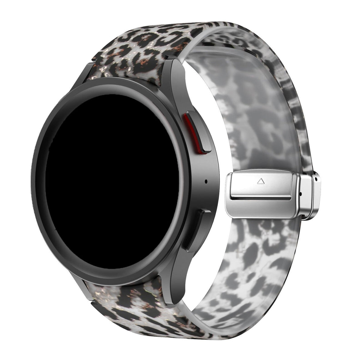 Silicone Magnetic Patterned Strap, on a watch, 3/4 front view