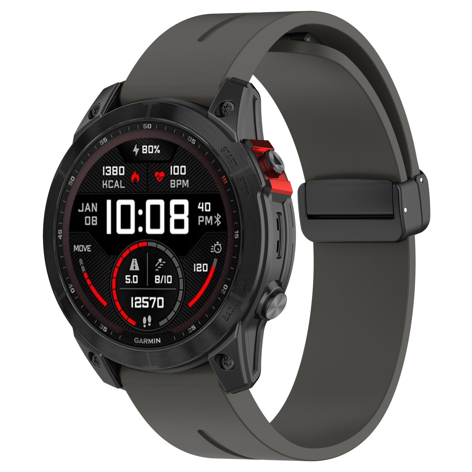 Garmin Epix Gen 2 - 47mm D-Buckle Silicone Strap (Dark Grey)