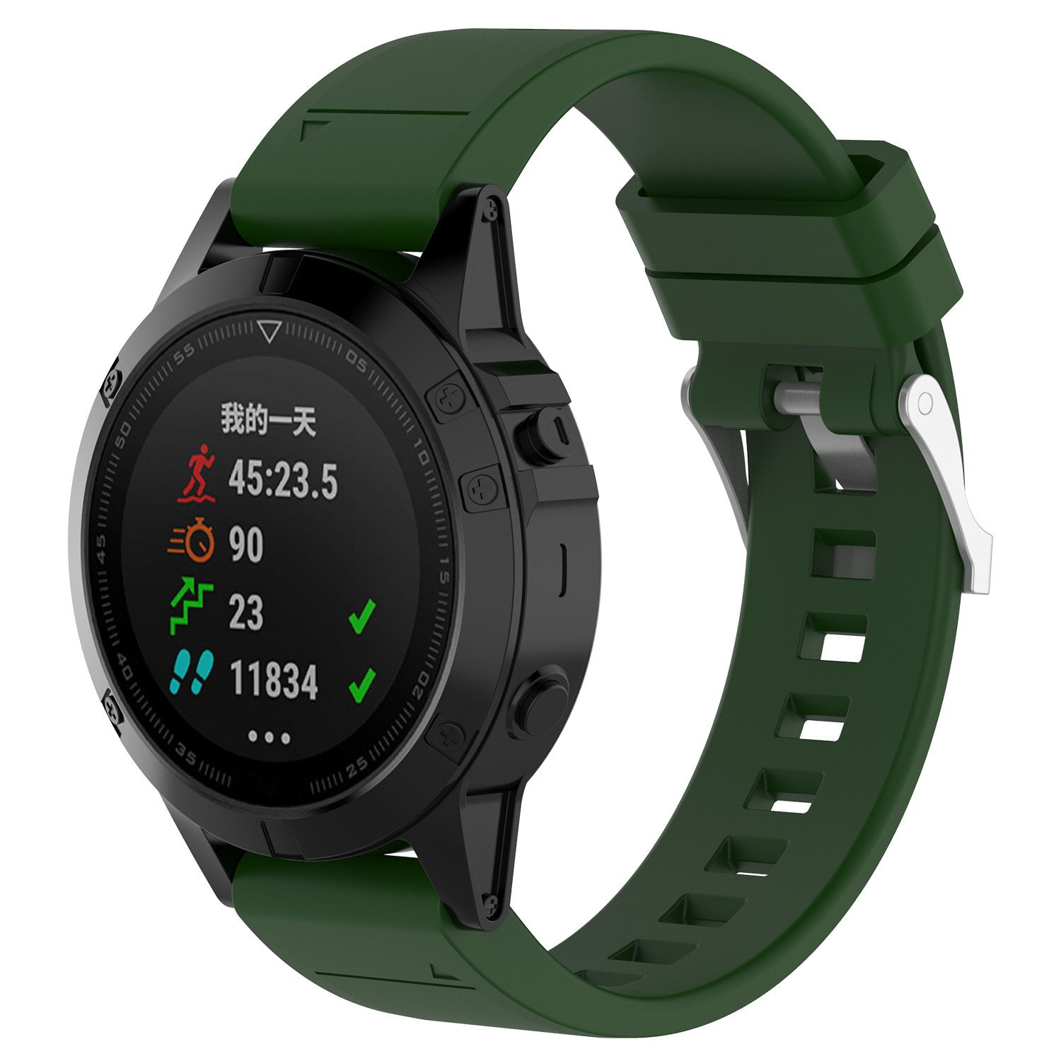 Garmin Fenix 7 Glänzendes Silikonarmband (Armee Grün)