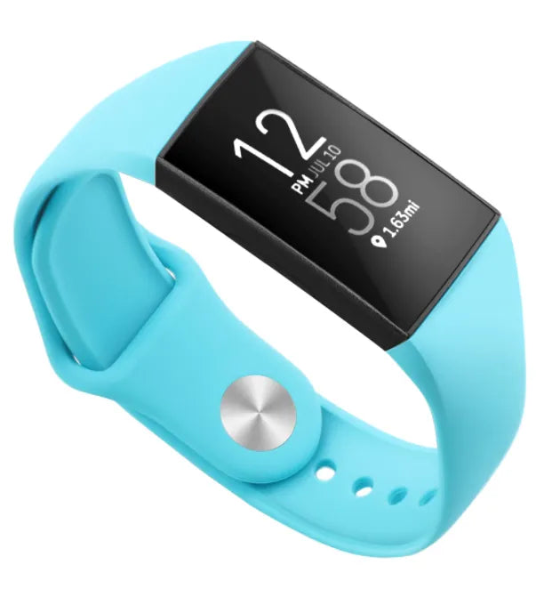Silicone Sport Strap, on a watch, 3/4 front view