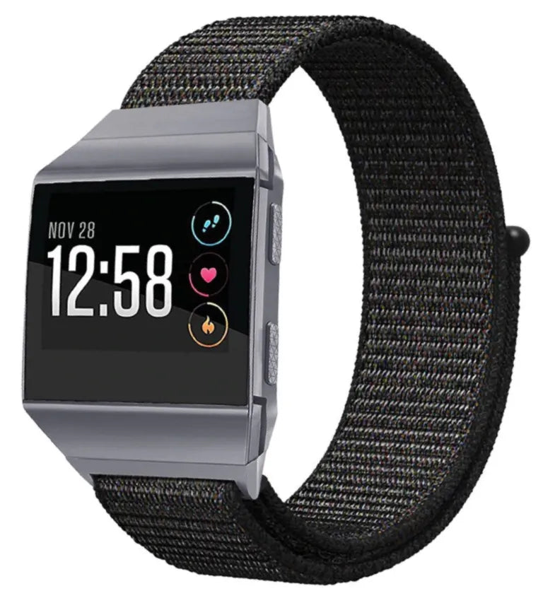 Nylon Strap, black, on a watch, 3/4 front view