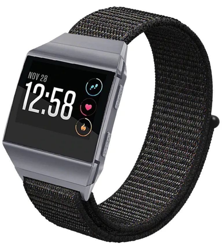 Nylon Strap, black, on a watch, 3/4 front view