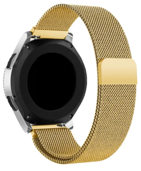Milanese Strap, gold, on a watch, 3/4 front view