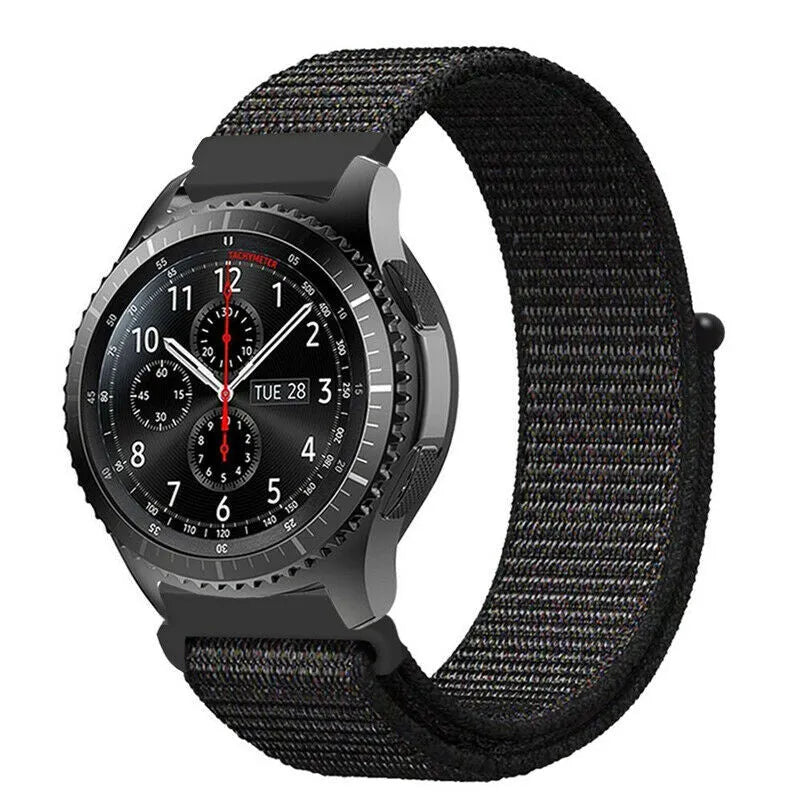 Nylon Strap, black, on a watch, 3/4 front view