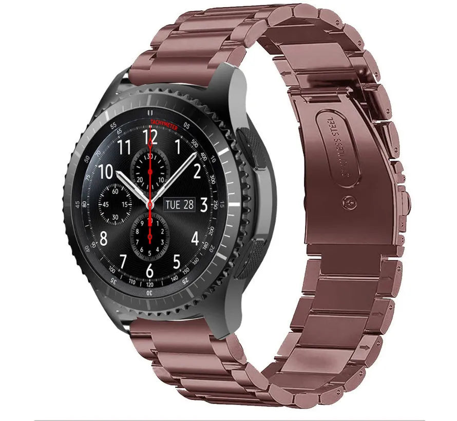 Steel Strap, bronze, on a watch, 3/4 front view