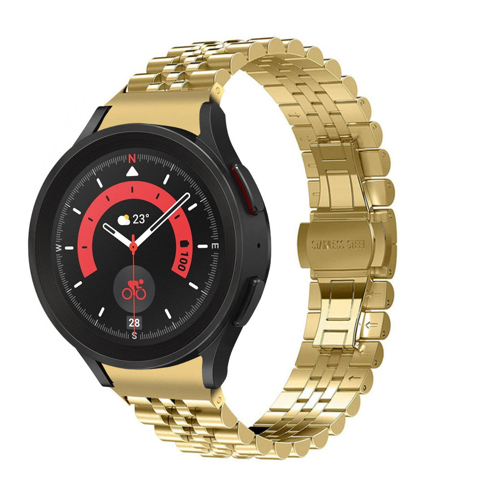 Jubilee Steel Strap, gold, on a watch, 3/4 front view