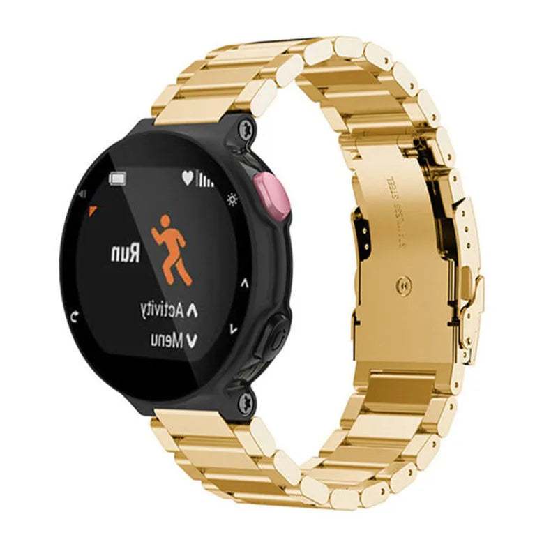 Steel Strap, gold, on a watch, 3/4 front view