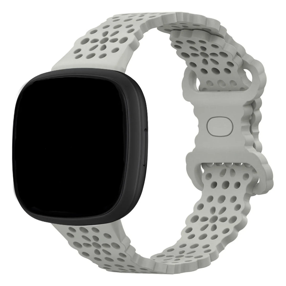 Patterned Silicone Strap, grey, on a watch, 3/4 front view