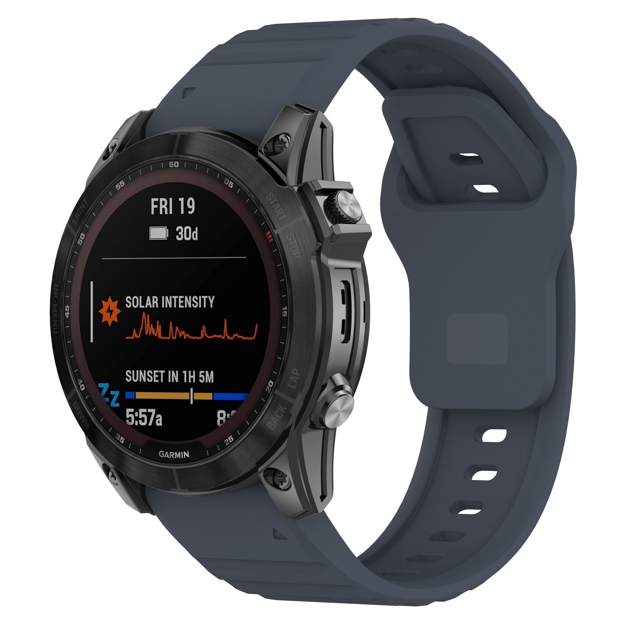 Garmin Fenix 8 Pro - 51mm Outdoor Silikonarmband (GrauBlau)