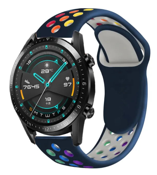 Silicone Sport Strap, on a watch, 3/4 front view
