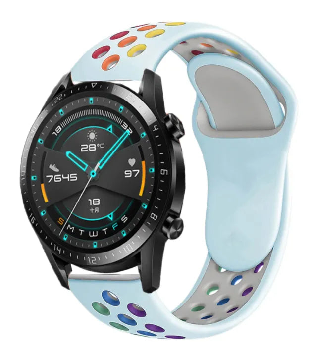 Silicone Sport Strap, on a watch, 3/4 front view
