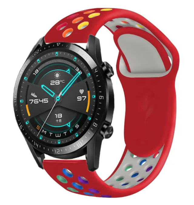 Silicone Sport Strap, on a watch, 3/4 front view