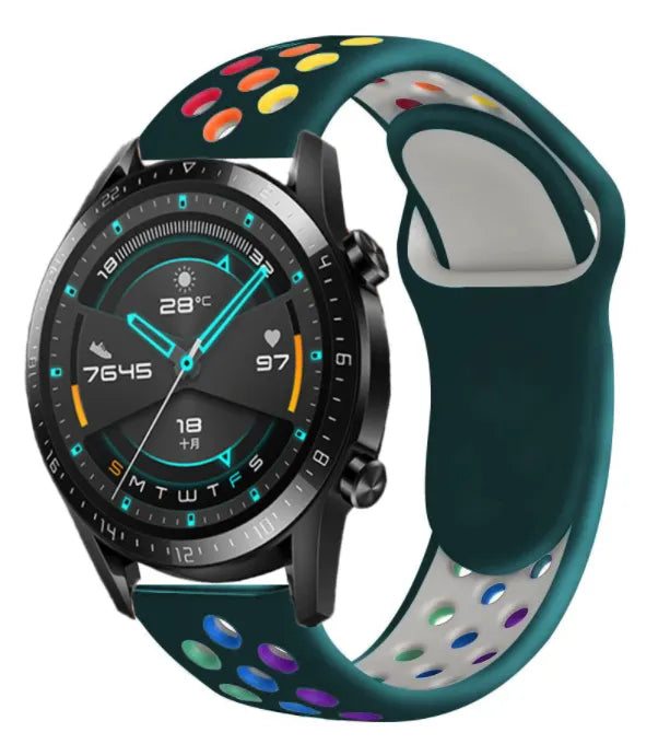 Silicone Sport Strap, on a watch, 3/4 front view
