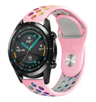 Silicone Sport Strap, on a watch, 3/4 front view
