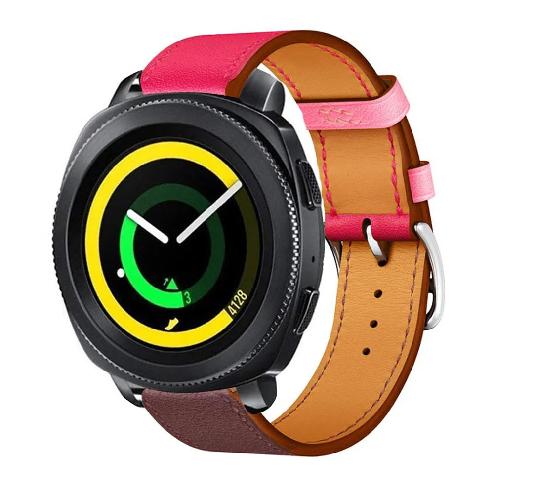 Leather Strap 'Duo', on a watch, 3/4 front view