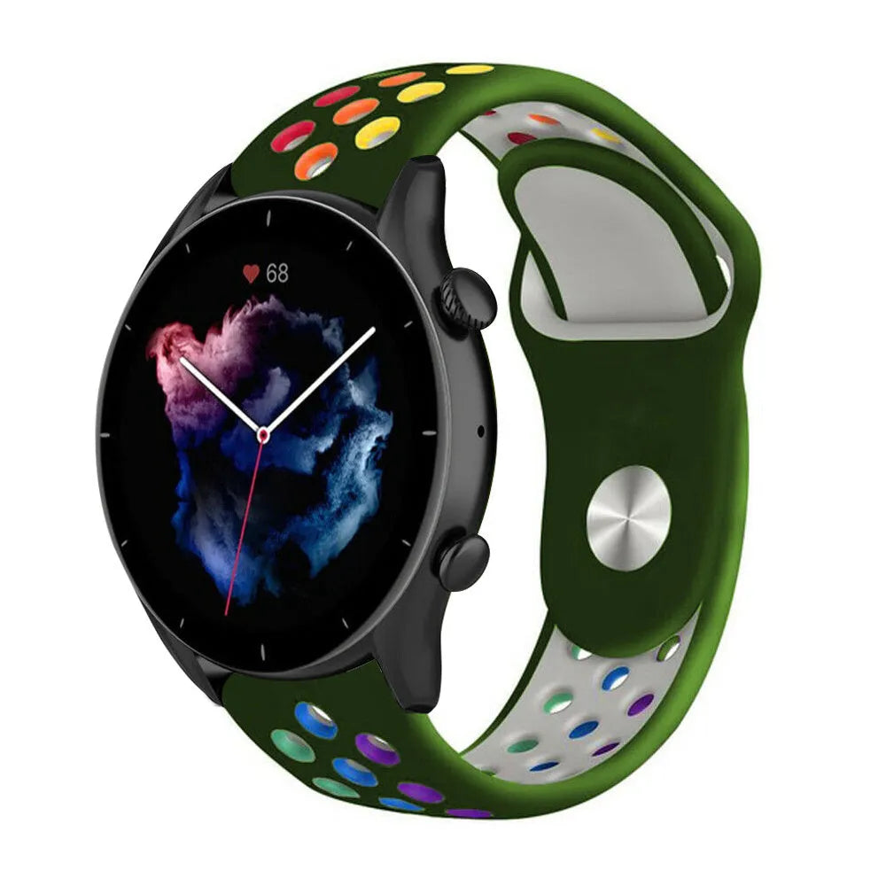 Silicone Sport Strap, on a watch, 3/4 front view