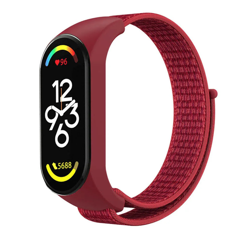 Nylon Strap, red, on a watch, 3/4 front view