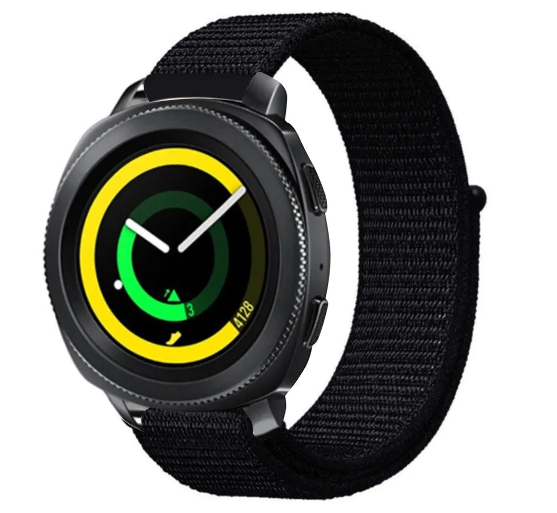 Nylon Strap, black, on a watch, 3/4 front view